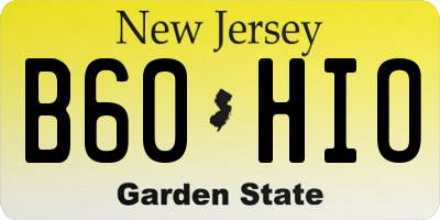 NJ license plate B60HIO