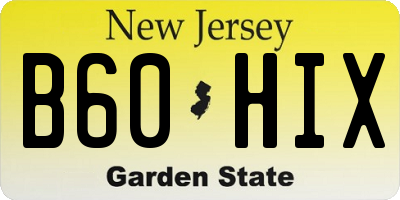 NJ license plate B60HIX