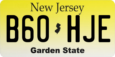 NJ license plate B60HJE
