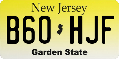 NJ license plate B60HJF