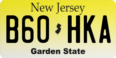 NJ license plate B60HKA
