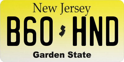 NJ license plate B60HND