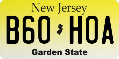 NJ license plate B60HOA