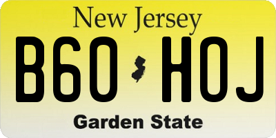 NJ license plate B60HOJ