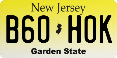 NJ license plate B60HOK