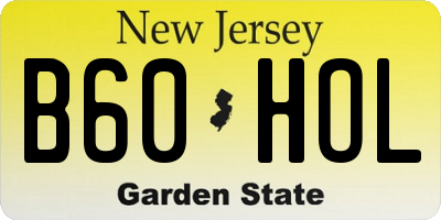 NJ license plate B60HOL