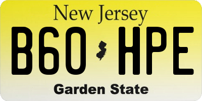 NJ license plate B60HPE