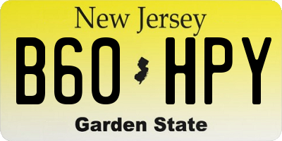 NJ license plate B60HPY