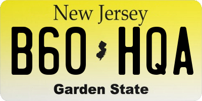NJ license plate B60HQA