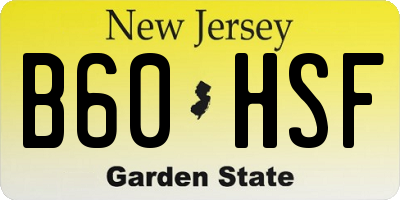 NJ license plate B60HSF