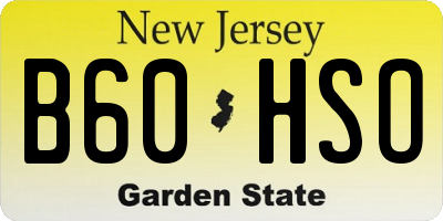 NJ license plate B60HSO