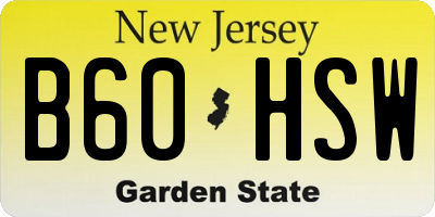 NJ license plate B60HSW