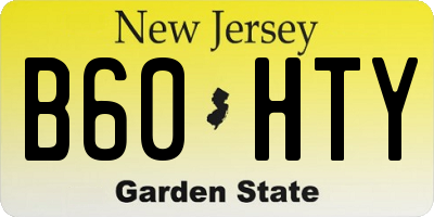 NJ license plate B60HTY