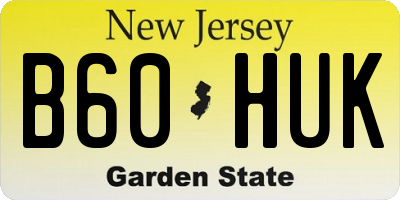 NJ license plate B60HUK