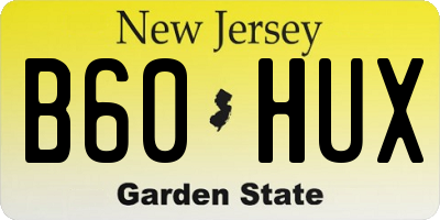 NJ license plate B60HUX