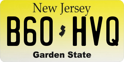 NJ license plate B60HVQ