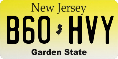 NJ license plate B60HVY