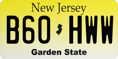 NJ license plate B60HWW