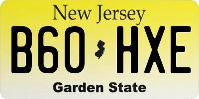 NJ license plate B60HXE