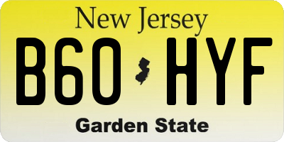 NJ license plate B60HYF