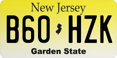 NJ license plate B60HZK