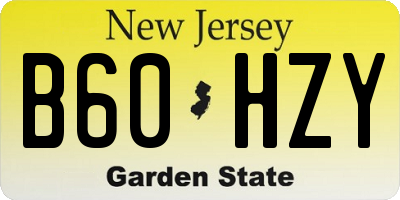 NJ license plate B60HZY