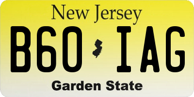 NJ license plate B60IAG