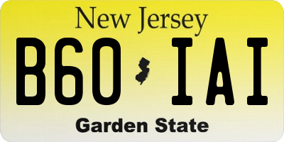 NJ license plate B60IAI