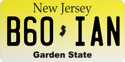 NJ license plate B60IAN