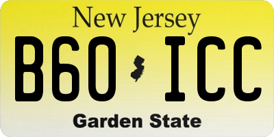 NJ license plate B60ICC
