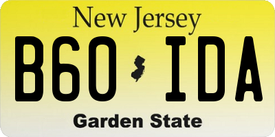 NJ license plate B60IDA
