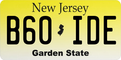 NJ license plate B60IDE