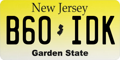 NJ license plate B60IDK