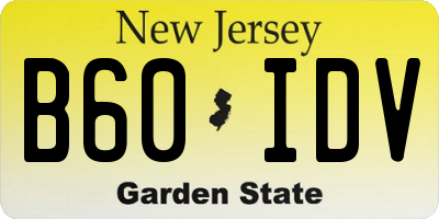 NJ license plate B60IDV