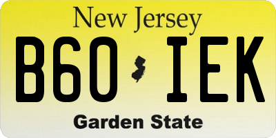 NJ license plate B60IEK