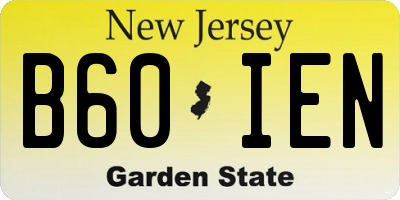 NJ license plate B60IEN