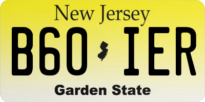NJ license plate B60IER