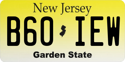 NJ license plate B60IEW
