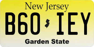 NJ license plate B60IEY