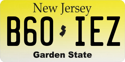 NJ license plate B60IEZ