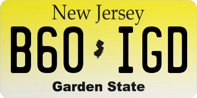 NJ license plate B60IGD