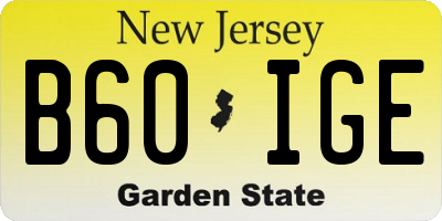NJ license plate B60IGE