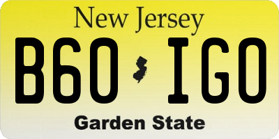 NJ license plate B60IGO
