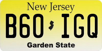 NJ license plate B60IGQ