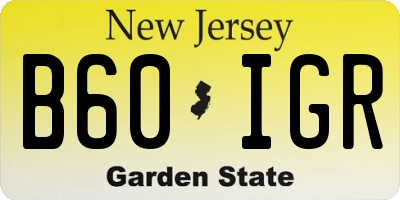 NJ license plate B60IGR