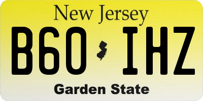 NJ license plate B60IHZ