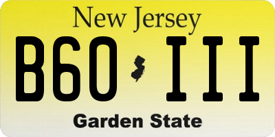 NJ license plate B60III