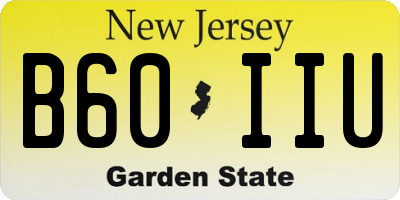 NJ license plate B60IIU