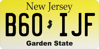 NJ license plate B60IJF