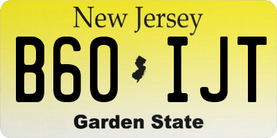 NJ license plate B60IJT